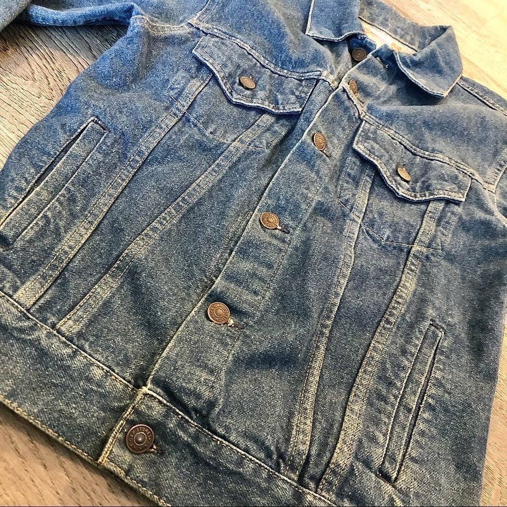 VTG 1980 Gap Pioneer Denim Jacket Wasp The Last Command Embroider Men’s Medium - Picture 6 of 9